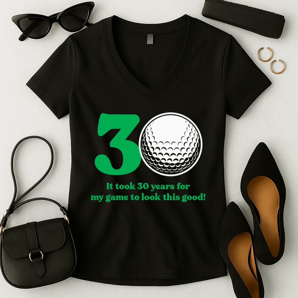 30 Year Old Golfer: Golfing Golf 1992 30th Birthday Women's V-Neck T-Shirt
