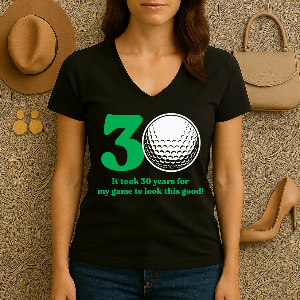 30 Year Old Golfer: Golfing Golf 1992 30th Birthday Women's V-Neck T-Shirt