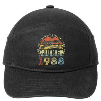 35 Year Old Awesome Since June 1988 35th Birthday 7-Panel Snapback Hat