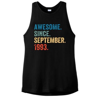 30 Years Old Awesome Since September 1993 30th Birthday Ladies PosiCharge Tri-Blend Wicking Tank