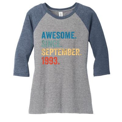 30 Years Old Awesome Since September 1993 30th Birthday Women's Tri-Blend 3/4-Sleeve Raglan Shirt