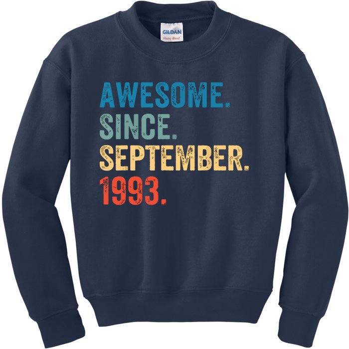 30 Years Old Awesome Since September 1993 30th Birthday Kids Sweatshirt