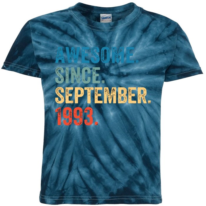 30 Years Old Awesome Since September 1993 30th Birthday Kids Tie-Dye T-Shirt