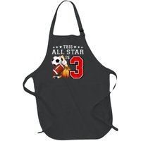 3 Year Old Sports Star Birthday Party All Sport 3rd Gift Full-Length Apron With Pockets