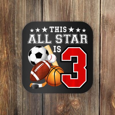 3 Year Old Sports Star Birthday Party All Sport 3rd Gift Coaster