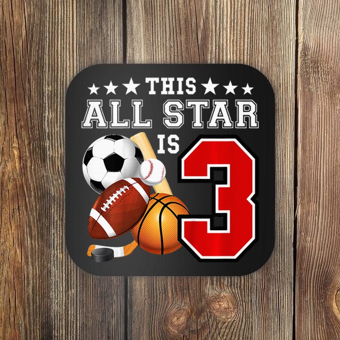 3 Year Old Sports Star Birthday Party All Sport 3rd Gift Coaster