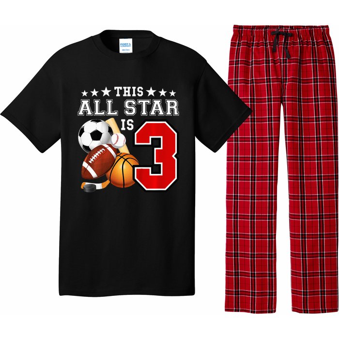 3 Year Old Sports Star Birthday Party All Sport 3rd Gift Pajama Set