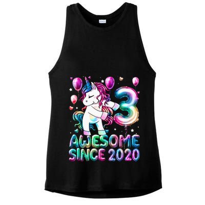 3 Years Old Unicorn Flossing 3rd Birthday Girl Unicorn Party Ladies PosiCharge Tri-Blend Wicking Tank