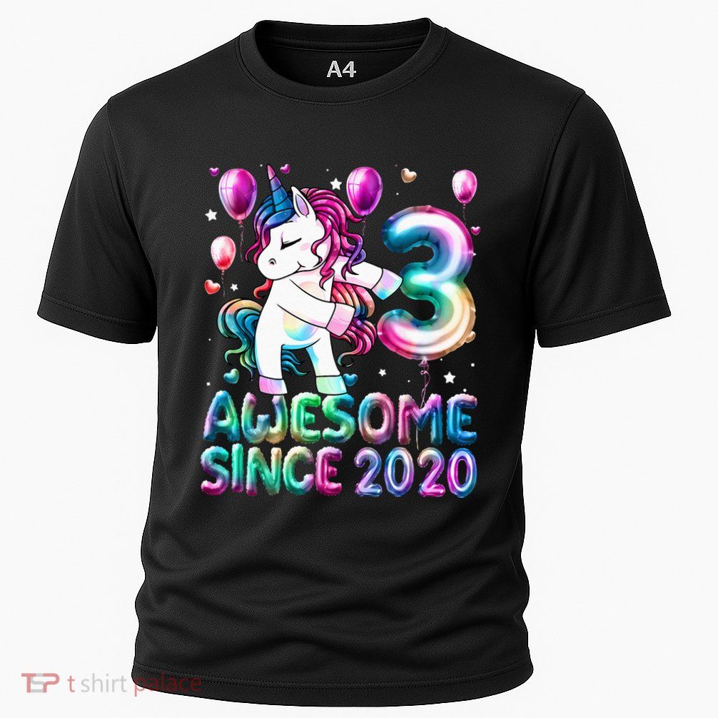 3 Years Old Unicorn Flossing 3rd Birthday Girl Unicorn Party Performance Shirt