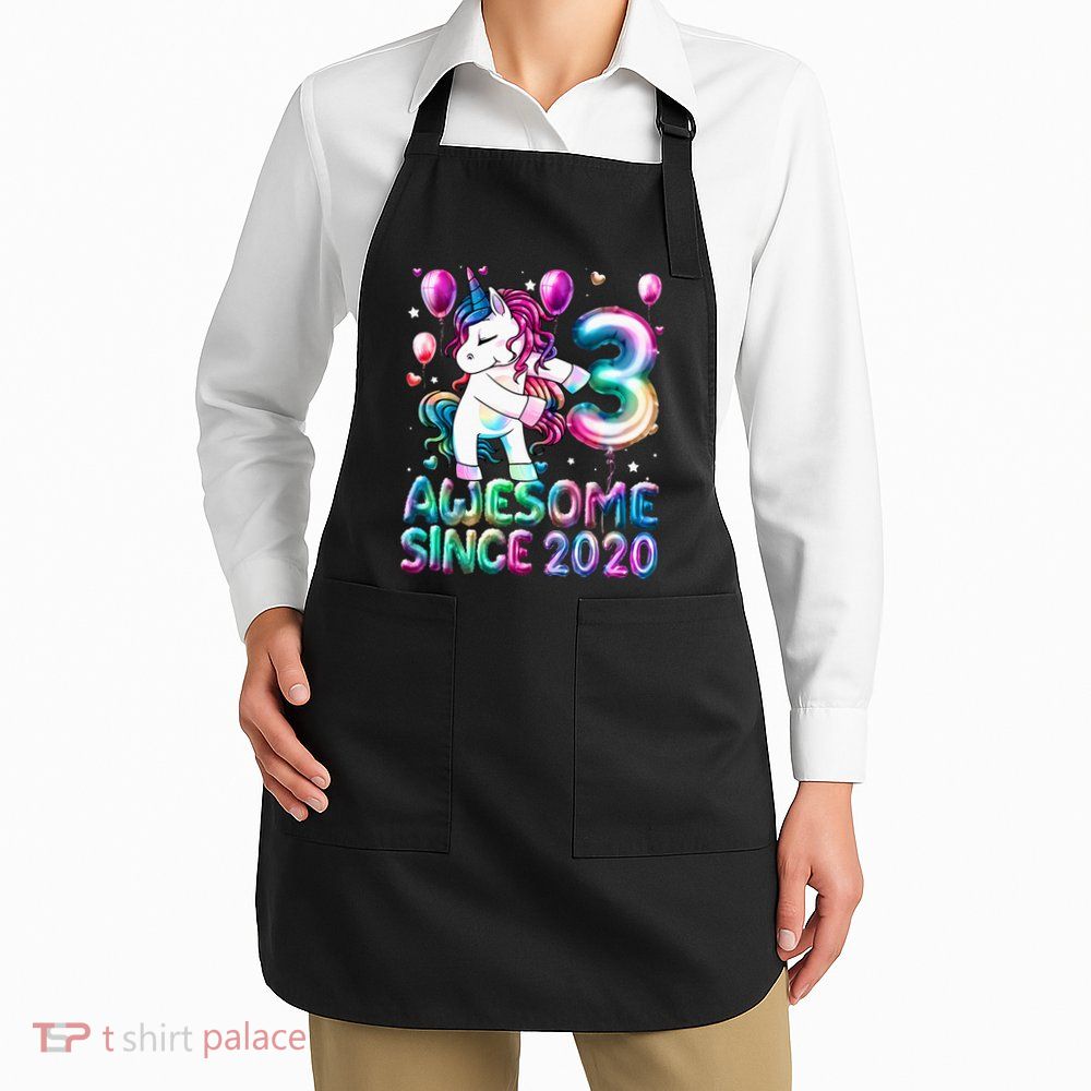3 Years Old Unicorn Flossing 3rd Birthday Girl Unicorn Party Apron