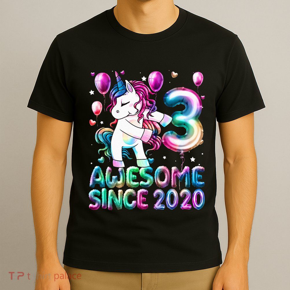 3 Years Old Unicorn Flossing 3rd Birthday Girl Unicorn Party T-Shirt