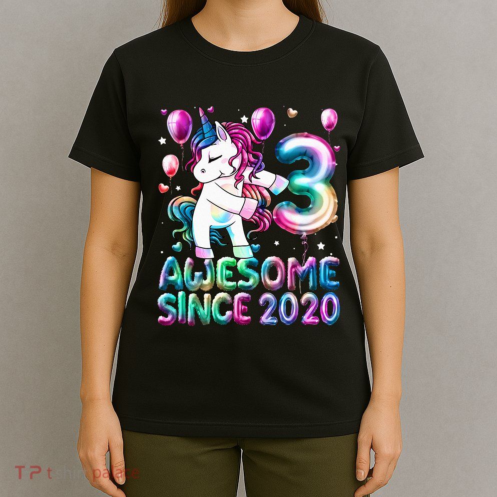 3 Years Old Unicorn Flossing 3rd Birthday Girl Unicorn Party T-Shirt