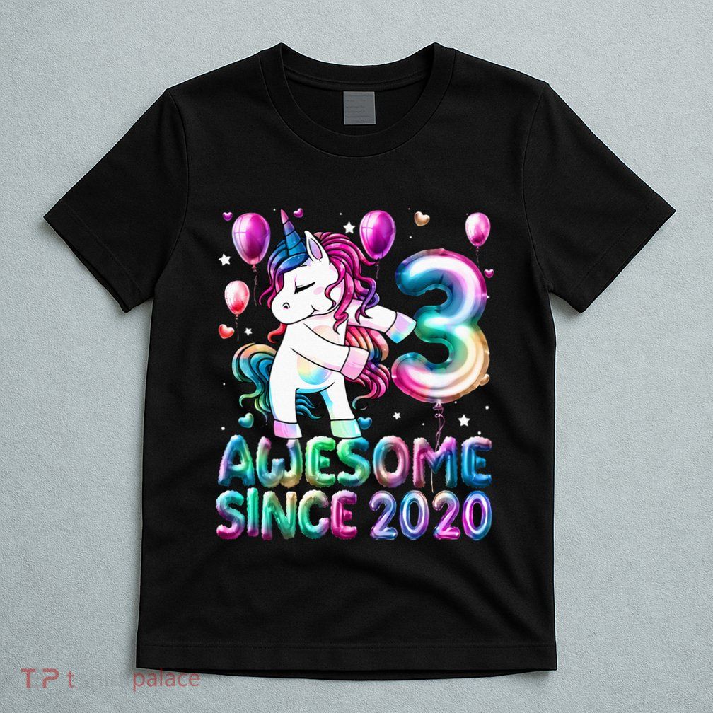 3 Years Old Unicorn Flossing 3rd Birthday Girl Unicorn Party T-Shirt