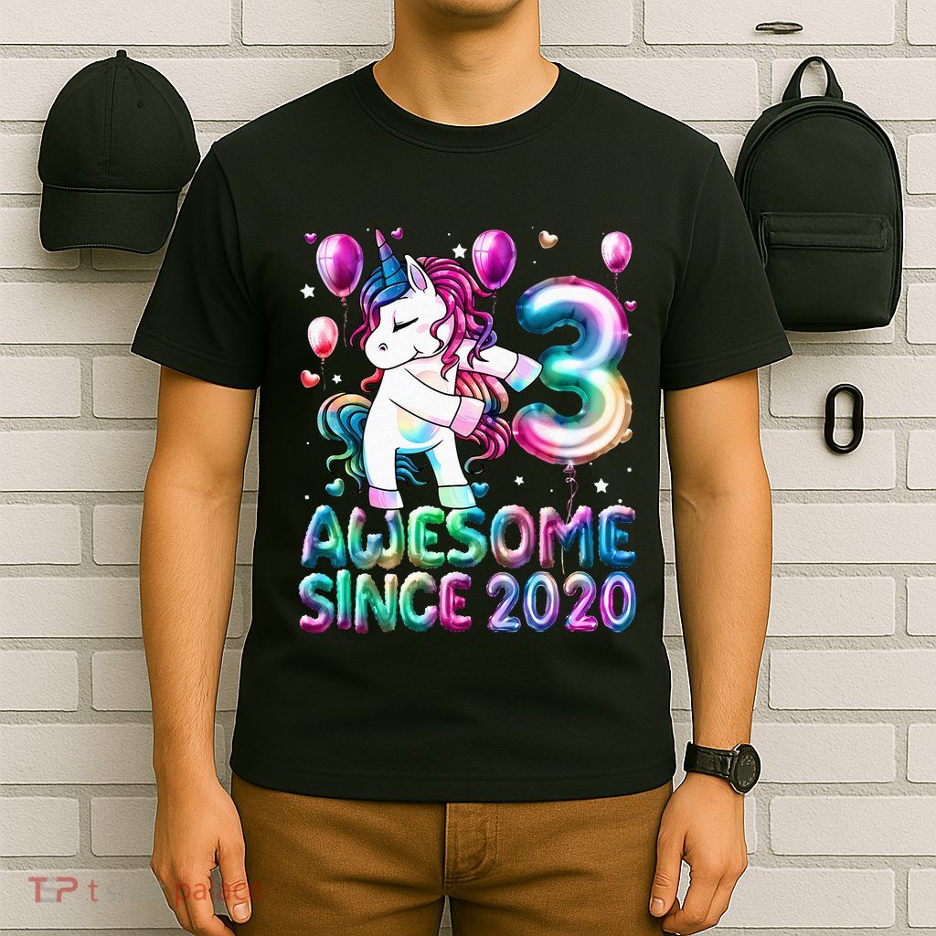 3 Years Old Unicorn Flossing 3rd Birthday Girl Unicorn Party T-Shirt