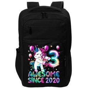 3 Years Old Unicorn Flossing 3rd Birthday Girl Unicorn Party Impact Tech Backpack