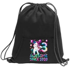 3 Years Old Unicorn Flossing 3rd Birthday Girl Unicorn Party Sweatshirt Cinch Pack Bag