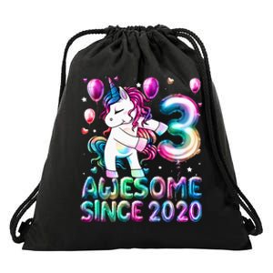 3 Years Old Unicorn Flossing 3rd Birthday Girl Unicorn Party Drawstring Bag