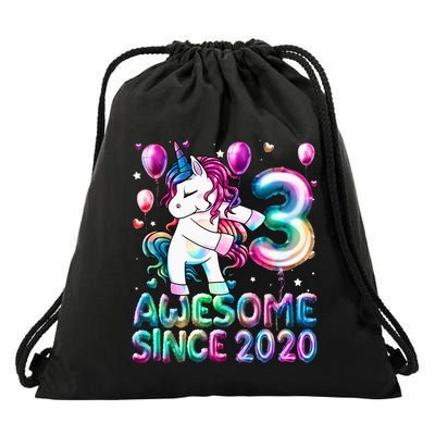 3 Years Old Unicorn Flossing 3rd Birthday Girl Unicorn Party Drawstring Bag