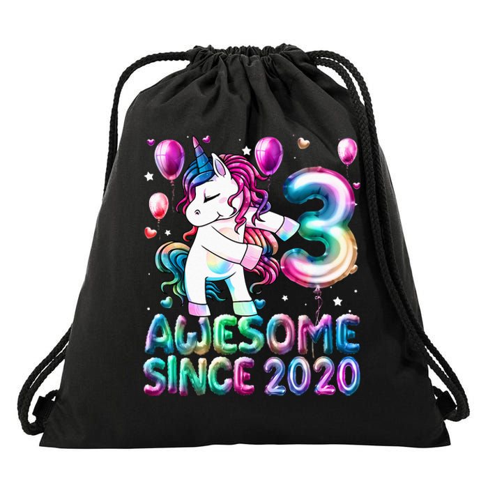 3 Years Old Unicorn Flossing 3rd Birthday Girl Unicorn Party Drawstring Bag