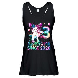 3 Years Old Unicorn Flossing 3rd Birthday Girl Unicorn Party Ladies Essential Flowy Tank