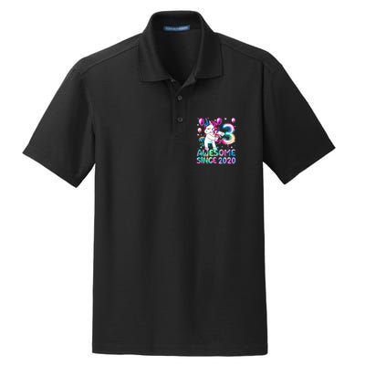 3 Years Old Unicorn Flossing 3rd Birthday Girl Unicorn Party Dry Zone Grid Polo