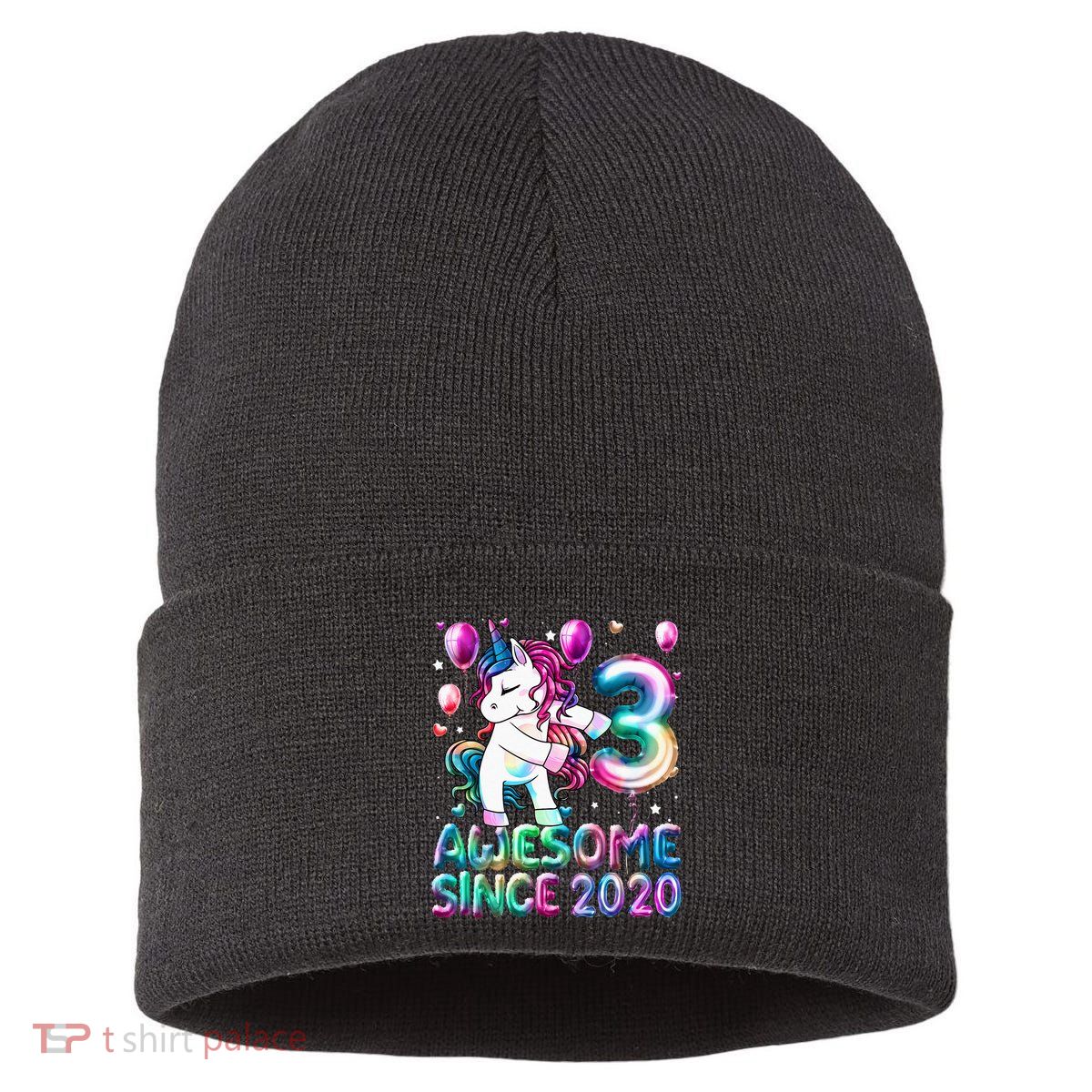 3 Years Old Unicorn Flossing 3rd Birthday Girl Unicorn Party Sustainable Knit Beanie