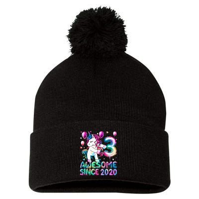 3 Years Old Unicorn Flossing 3rd Birthday Girl Unicorn Party Pom Pom 12in Knit Beanie