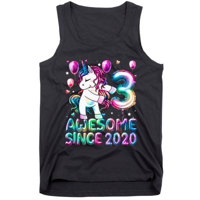3 Years Old Unicorn Flossing 3rd Birthday Girl Unicorn Party Tank Top