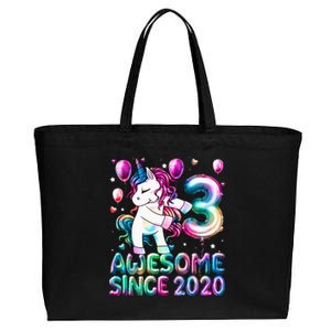 3 Years Old Unicorn Flossing 3rd Birthday Girl Unicorn Party Cotton Canvas Jumbo Tote