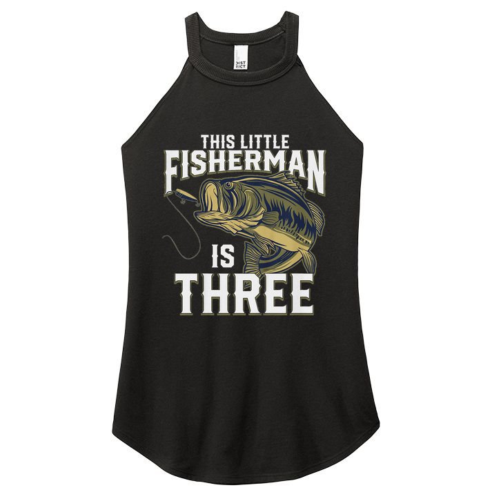 3 Year Old Fishing Birthday Party Fisherman 3rd Gift For Boy Women's Perfect Tri Rocker Tank