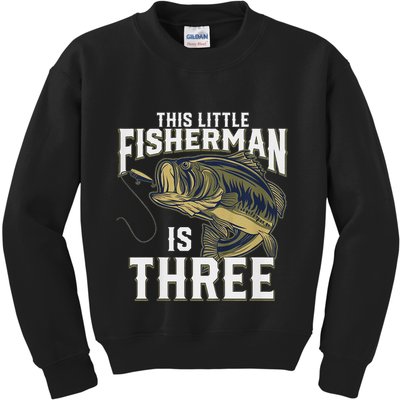 3 Year Old Fishing Birthday Party Fisherman 3rd Gift For Boy Kids Sweatshirt