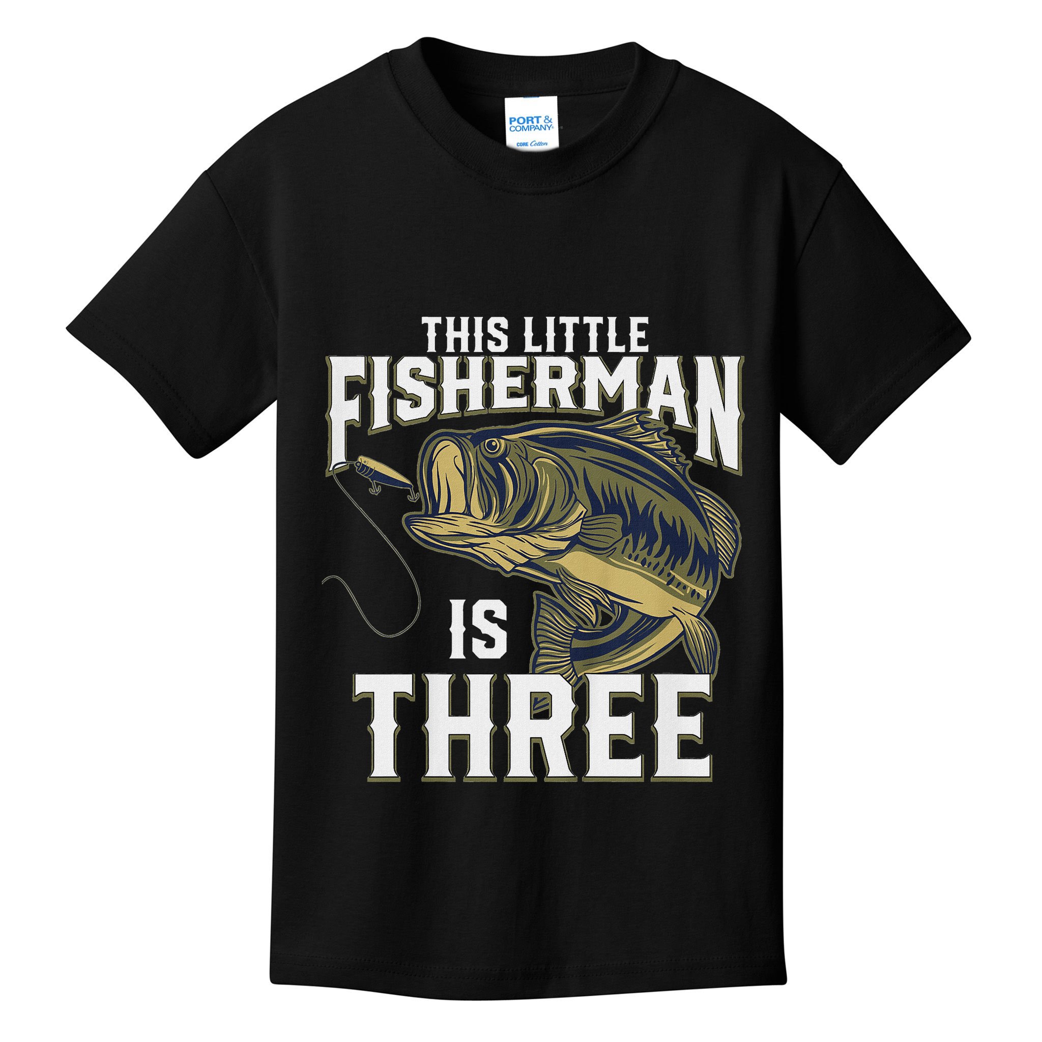 3 Year Old Fishing Birthday Party Fisherman 3rd Gift For Boy Kids T-Shirt