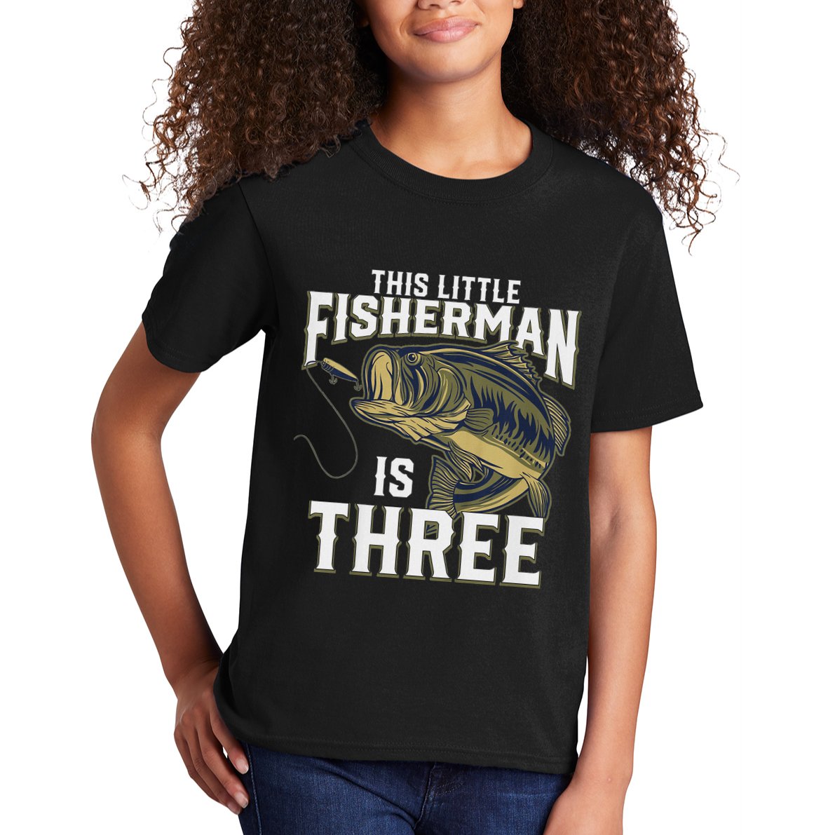 3 Year Old Fishing Birthday Party Fisherman 3rd Gift For Boy Kids T-Shirt
