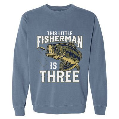 3 Year Old Fishing Birthday Party Fisherman 3rd Gift For Boy Garment-Dyed Sweatshirt
