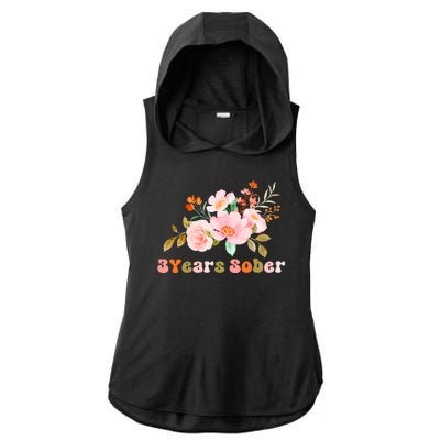 3 Years Sober Gift Sober Anniversary Gift Sobriety Gift Recovery Soberversary Ladies PosiCharge Tri-Blend Wicking Draft Hoodie Tank