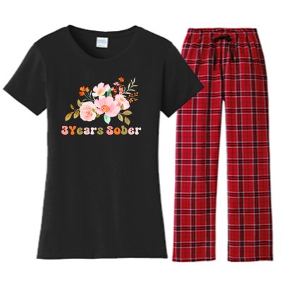 3 Years Sober Gift Sober Anniversary Gift Sobriety Gift Recovery Soberversary Women's Flannel Pajama Set