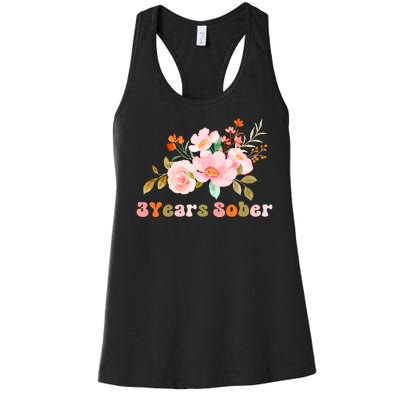 3 Years Sober Gift Sober Anniversary Gift Sobriety Gift Recovery Soberversary Women's Racerback Tank