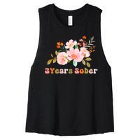 3 Years Sober Gift Sober Anniversary Gift Sobriety Gift Recovery Soberversary Women's Racerback Cropped Tank