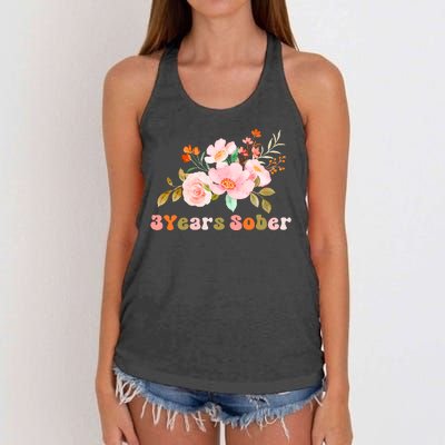 3 Years Sober Gift Sober Anniversary Gift Sobriety Gift Recovery Soberversary Women's Knotted Racerback Tank