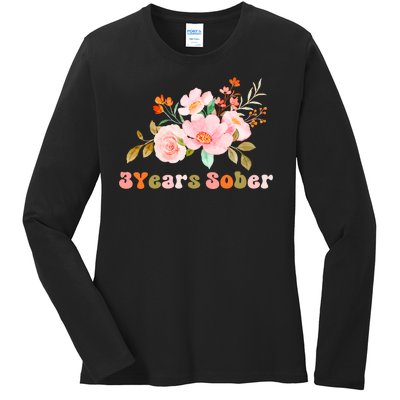 3 Years Sober Gift Sober Anniversary Gift Sobriety Gift Recovery Soberversary Ladies Long Sleeve Shirt