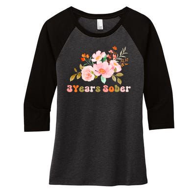 3 Years Sober Gift Sober Anniversary Gift Sobriety Gift Recovery Soberversary Women's Tri-Blend 3/4-Sleeve Raglan Shirt