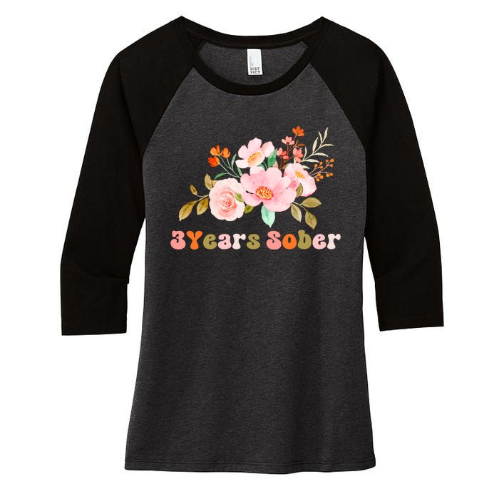 3 Years Sober Gift Sober Anniversary Gift Sobriety Gift Recovery Soberversary Women's Tri-Blend 3/4-Sleeve Raglan Shirt