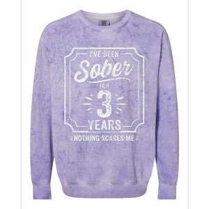 3 Years Sober Sobriety Anniversary Sober Anniversary Colorblast Crewneck Sweatshirt