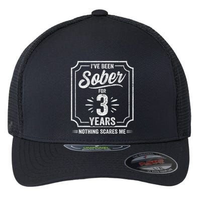 3 Years Sober Sobriety Anniversary Sober Anniversary Flexfit Unipanel Trucker Cap