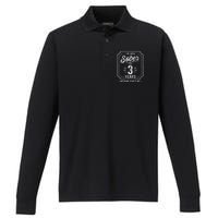 3 Years Sober Sobriety Anniversary Sober Anniversary Performance Long Sleeve Polo