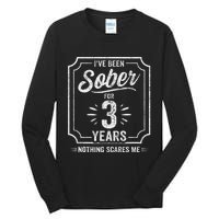 3 Years Sober Sobriety Anniversary Sober Anniversary Tall Long Sleeve T-Shirt