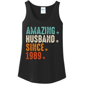 35 Years Wedding Anniversary Amazing Husband Since 1989 Ladies Essential Tank