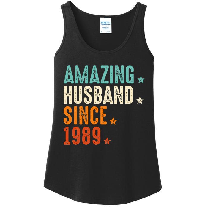 35 Years Wedding Anniversary Amazing Husband Since 1989 Ladies Essential Tank