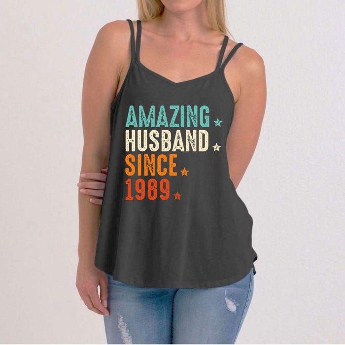 35 Years Wedding Anniversary Amazing Husband Since 1989 Women's Strappy Tank