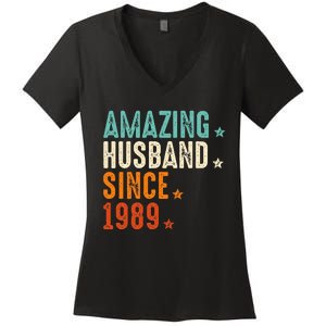 35 Years Wedding Anniversary Amazing Husband Since 1989 Women's V-Neck T-Shirt